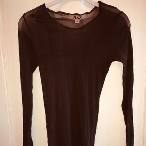 FLAX MESH Base Layer T-Shirt top for women, stretch mesh, Size Flax P